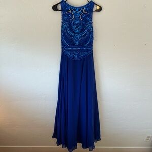 handmade royal blue sequined prom dress — size 2